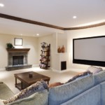 home theater with recessed lighting